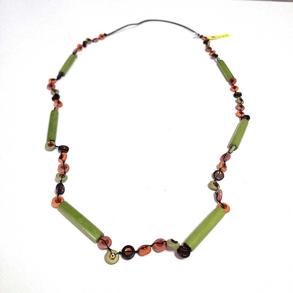 Caracol green brown orange necklace